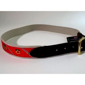 Vineyard Vines Chicago Blackhawks Parade Belt Size 32 Leather Canvas